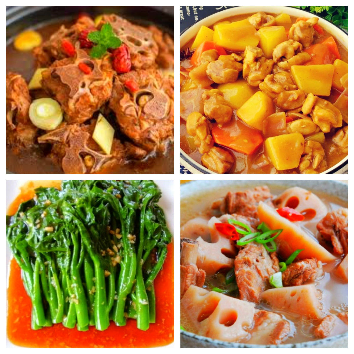 02月02日 周一家乡菜:酱香牛背骨、咖喱土豆鸡肉、蚝油油菜、莲藕花生猪骨汤