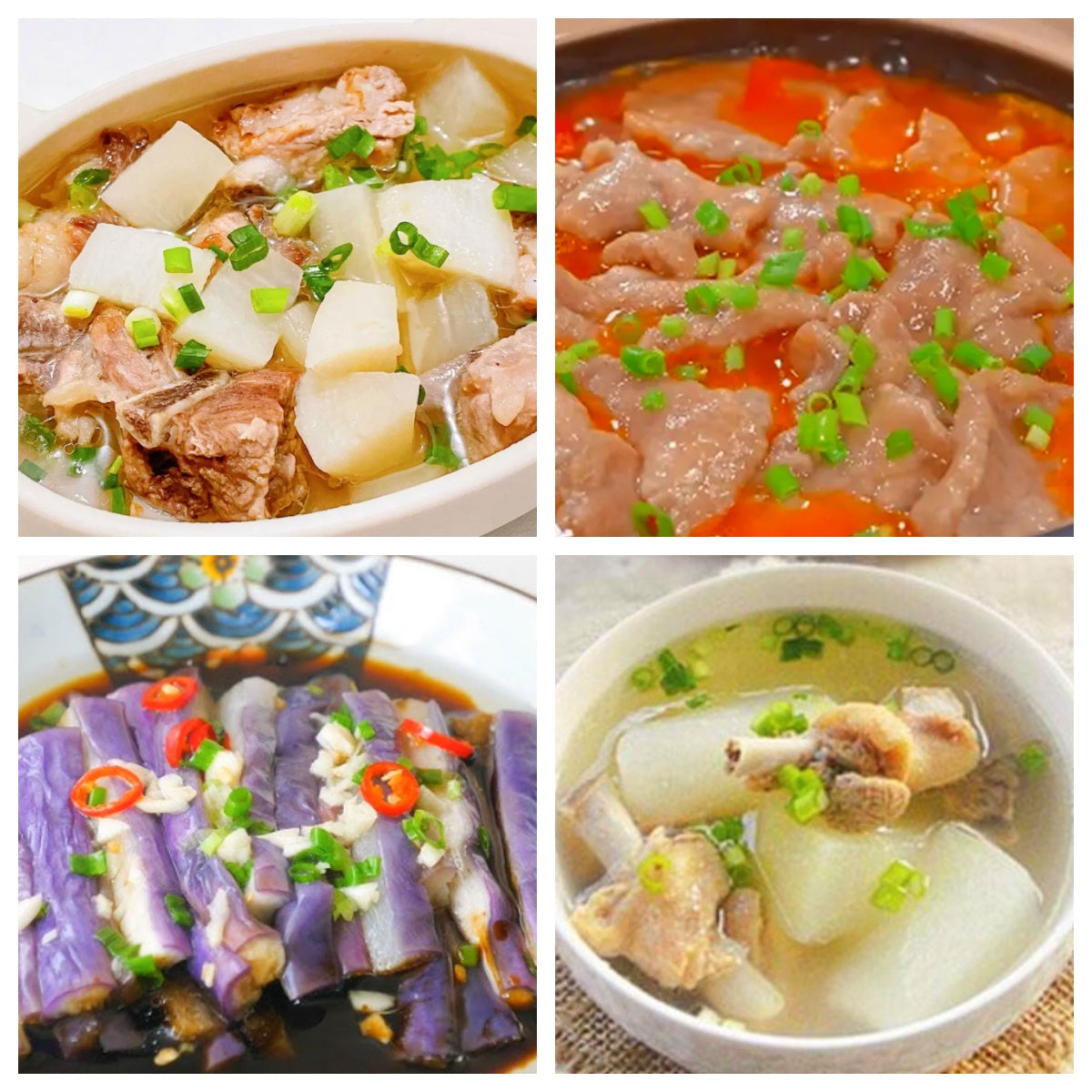 Monday, September 1st: Hometown Dishes: Carrot and Pork Ribs Casserole, Tomato and Pork Slices, Shredded Eggplant Salad, Winter Melon, Kelp and Duck Soup