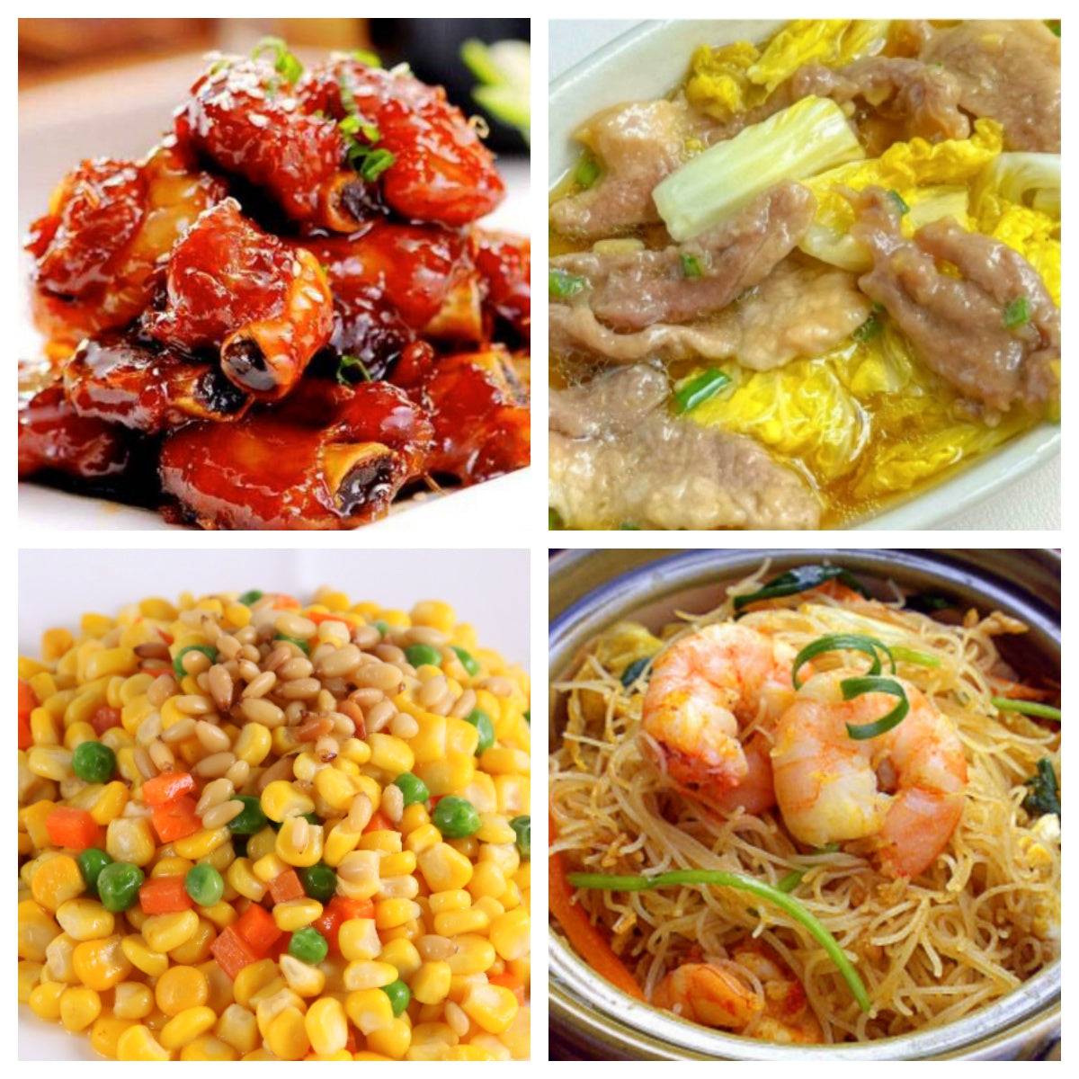 06月15日 周一家乡菜:娃娃菜蒸肉、糖醋小排、松仁玉米、海鲜炒米粉