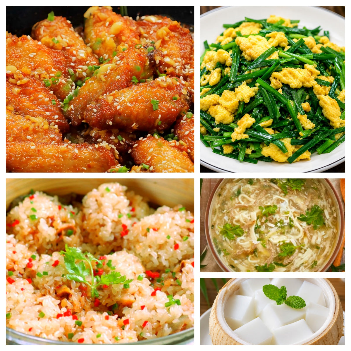 06月29日 周一家乡菜:糯米蒸排骨、黄油蜂蜜蒜香鸡翅、韭菜炒鸡蛋、荠菜豆腐羹(赠品:椰子冻)