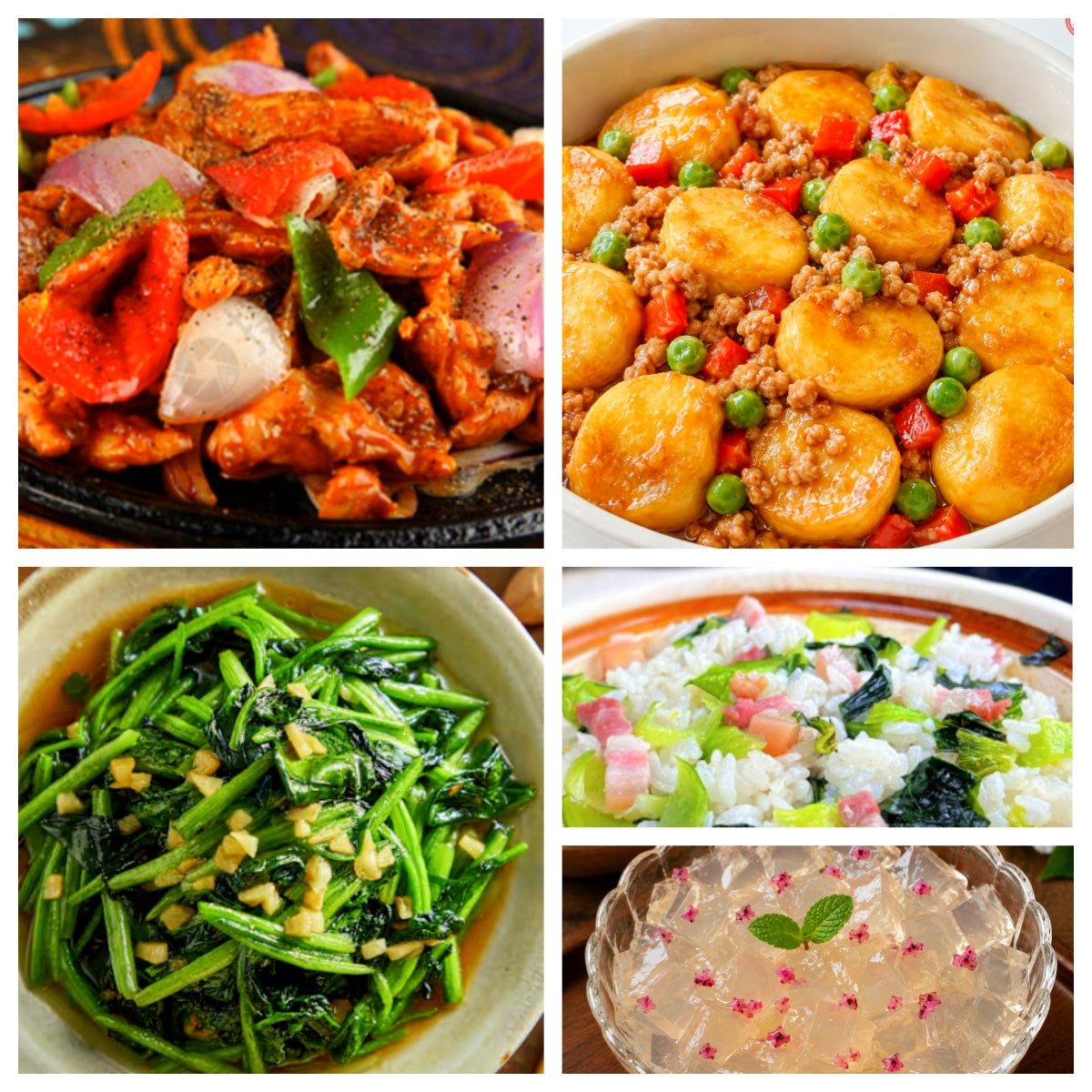 9月02日 周三经典回归:铁板洋葱牛肉、肉末玉子豆腐、蒜蓉菠菜、上海菜饭(赠品:荔枝冰粉)