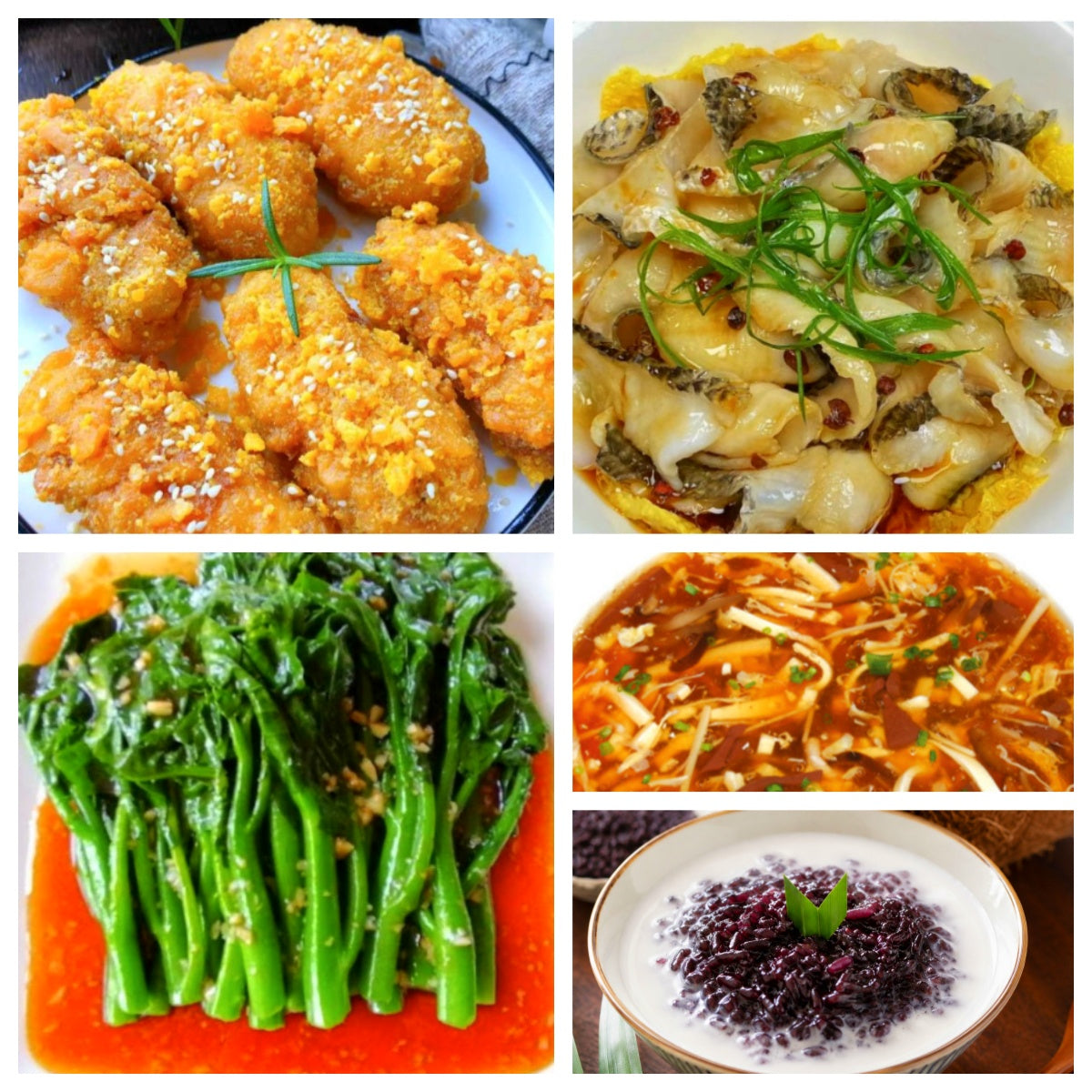 08月12日 周三经典回归:咸蛋黄鸡翅、葱油黑鱼片、蚝油油菜、酸辣汤(赠品:椰汁紫米)