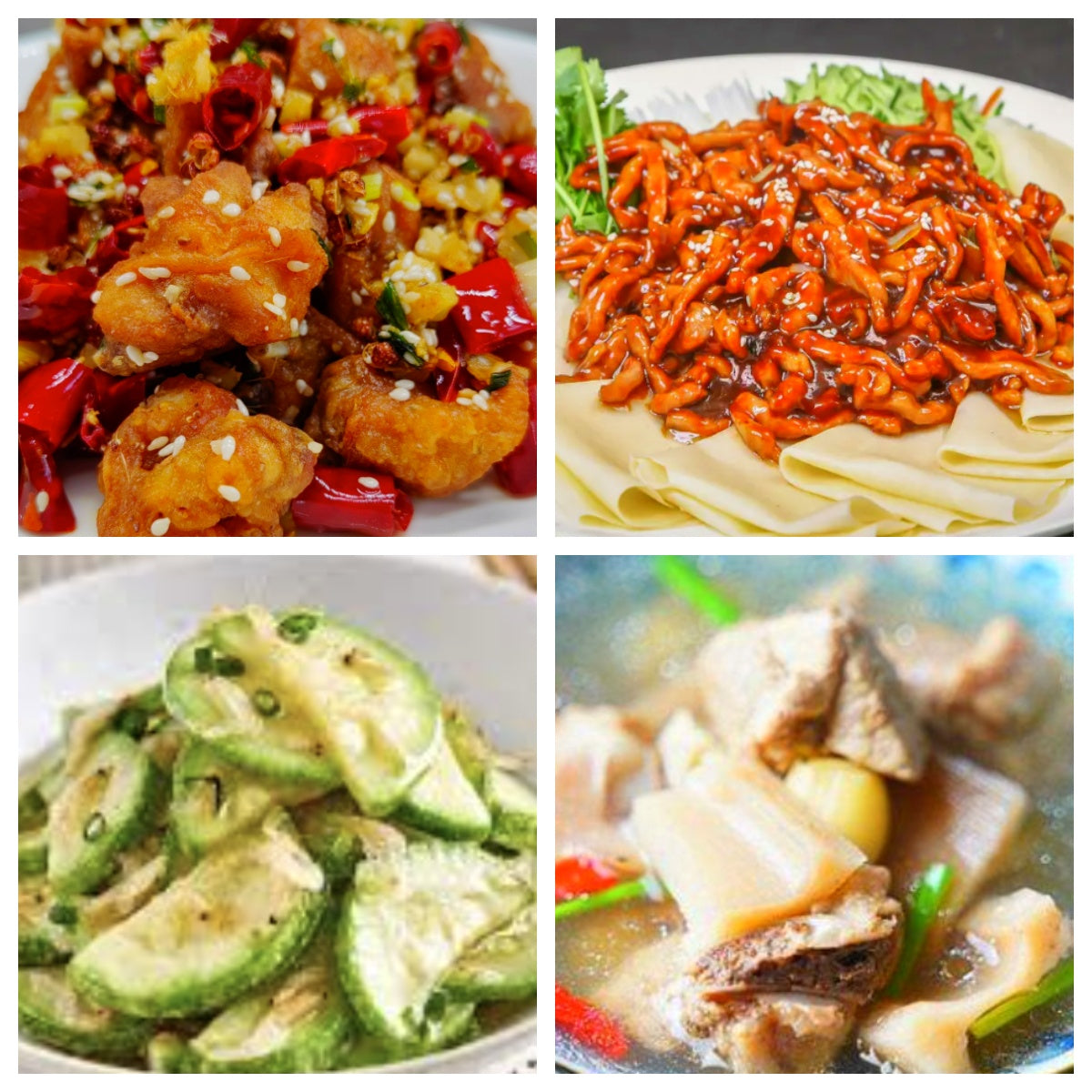 10月24日 周五麻辣鲜香:🌶️辣子鸡、京酱肉丝(含葱丝/鸭饼)、清炒西葫芦、双莲筒骨汤