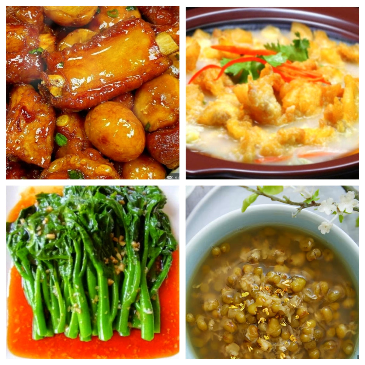 06月13日 周六家乡菜:板栗排骨、三鲜小酥肉、炒时蔬、冰糖绿豆汤