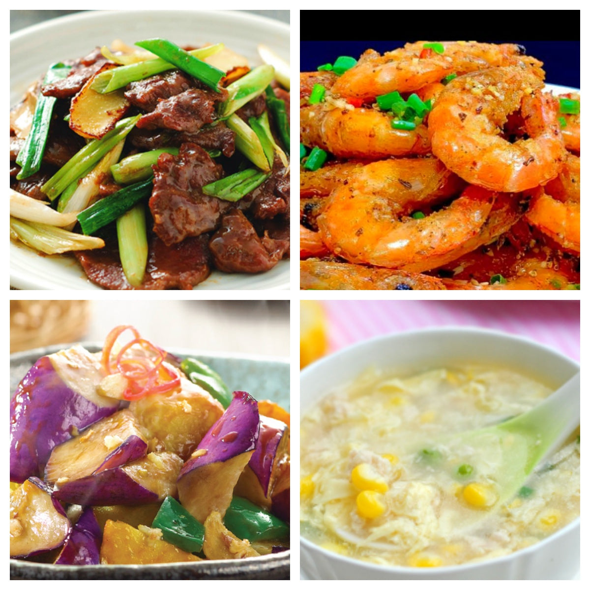 12月13日 周六家乡菜:葱爆羊肉、椒盐虾、地三鲜、鸡茸玉米羹