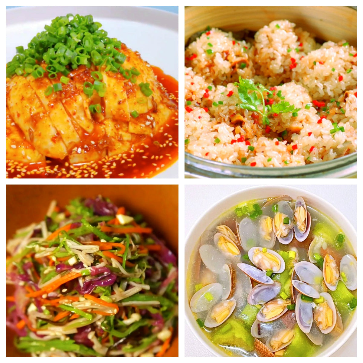 06月20日 周六麻辣鲜香:🌶️口水鸡、糯米蒸排骨、紫甘蓝沙拉、蛤蜊丝瓜汤