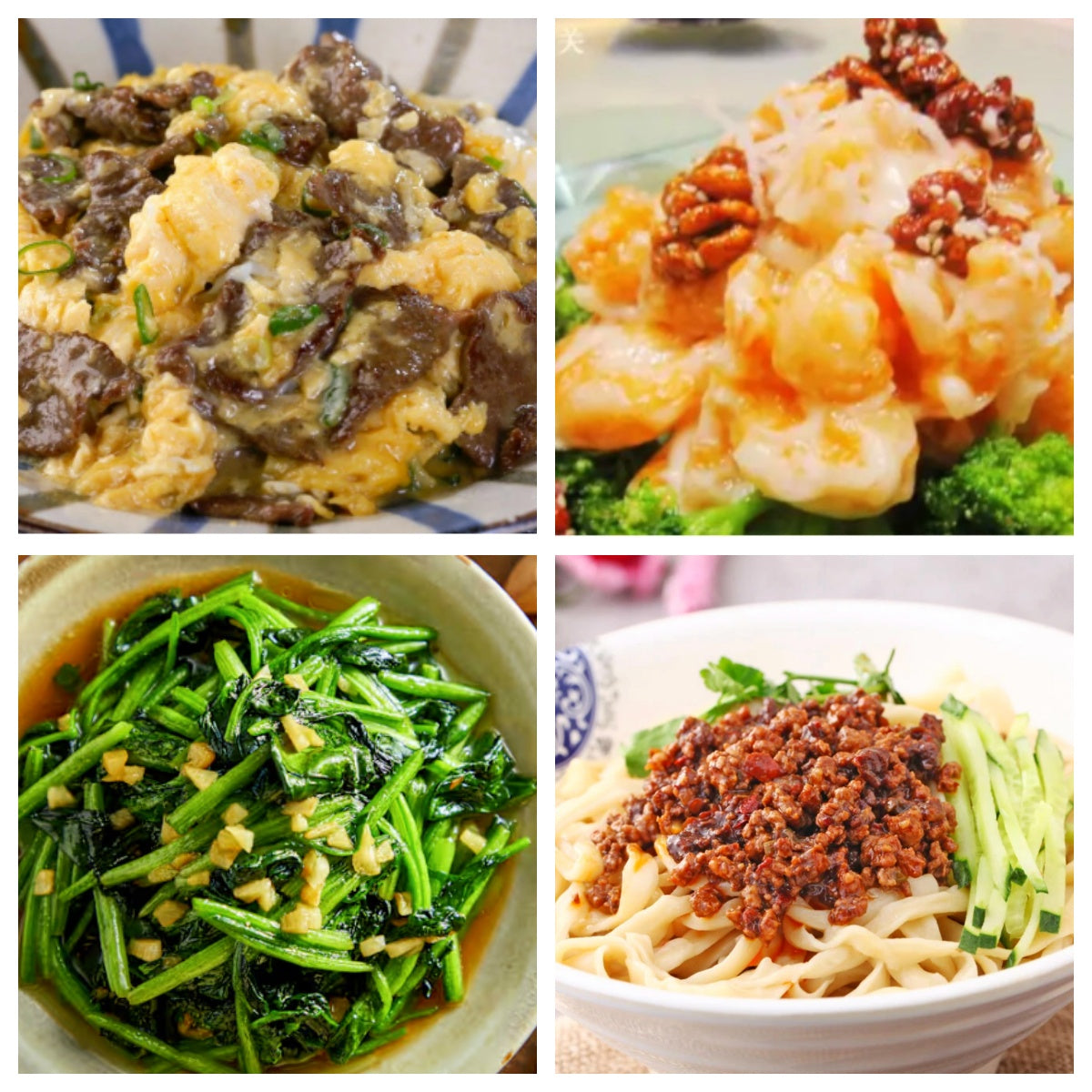03月18日 周三经典回归:滑蛋嫩牛、核桃虾、蒜蓉菠菜、微🌶️花果山炸酱面