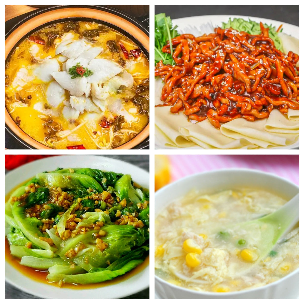 03月25日 周三经典回归:酸菜鱼片、京酱肉丝(含葱丝/鸭饼)、蚝油生菜、鸡茸玉米羹