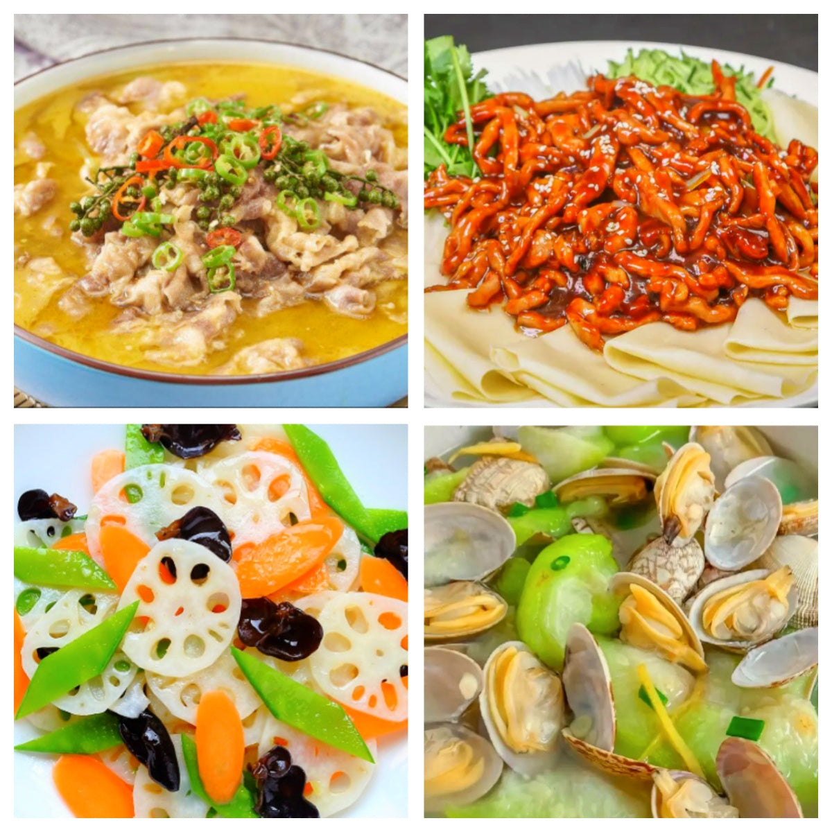 06月25日 周四麻辣鲜香:京酱肉丝、酸汤肥牛🌶️、荷塘小炒、文蛤丝瓜汤