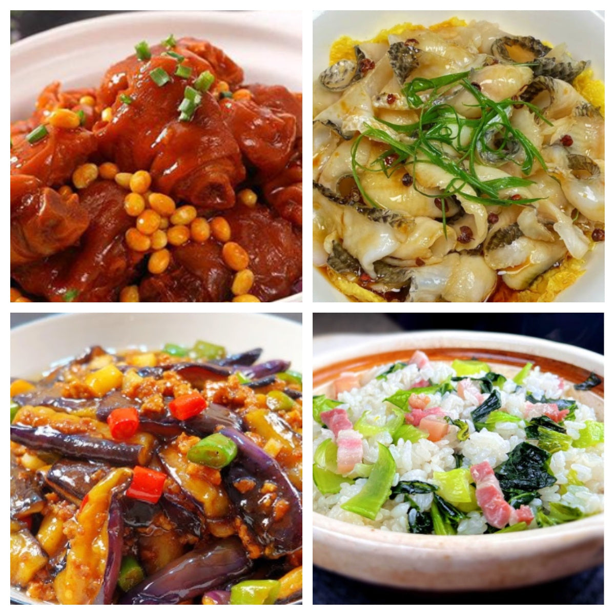 02月11日 周三家乡菜:黄豆炖猪手、葱油鱼片、肉末茄子、上海菜饭