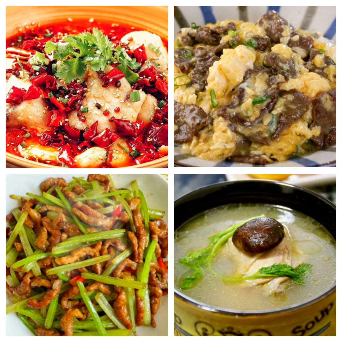 03月23日 周一麻辣鲜香:🌶️水煮鱼片、滑蛋嫩牛、芹菜炒肉丝、养生鸡汤