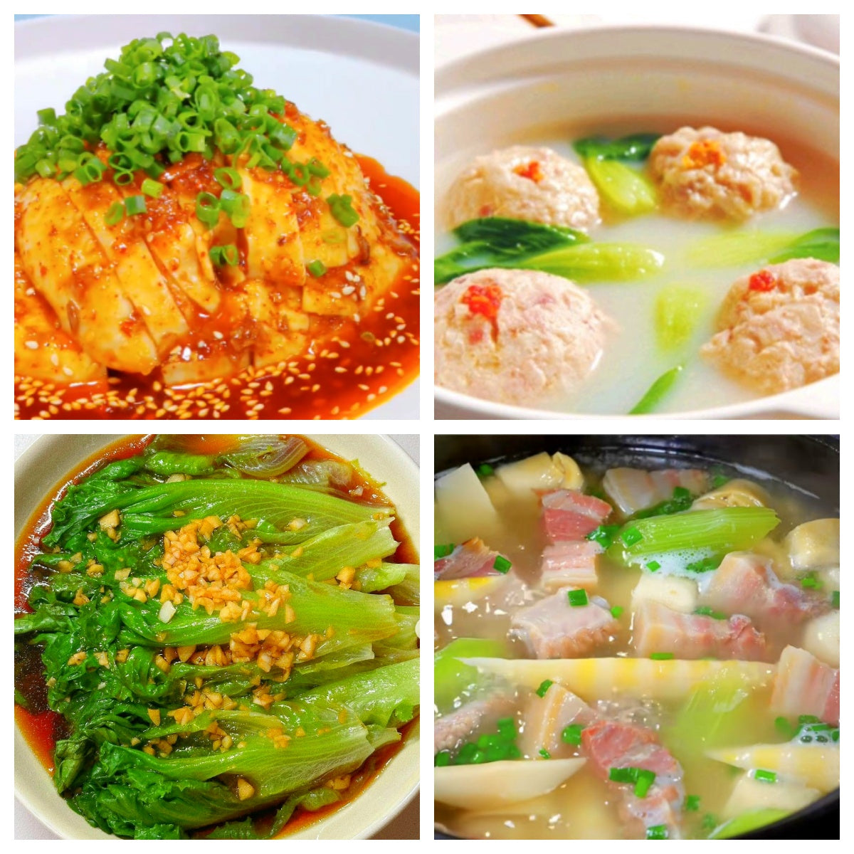 03月10日 周二麻辣鲜香:🌶️口水鸡、清汤狮子头、蚝油a菜、腌笃鲜