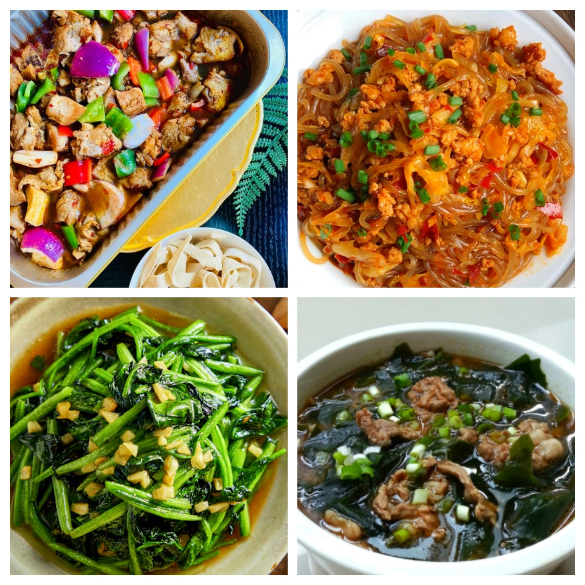 12月09日 周二麻辣鲜香:🌶️新疆大盘鸡、🌶️蚂蚁上树、蒜蓉菠菜、海带牛肉汤