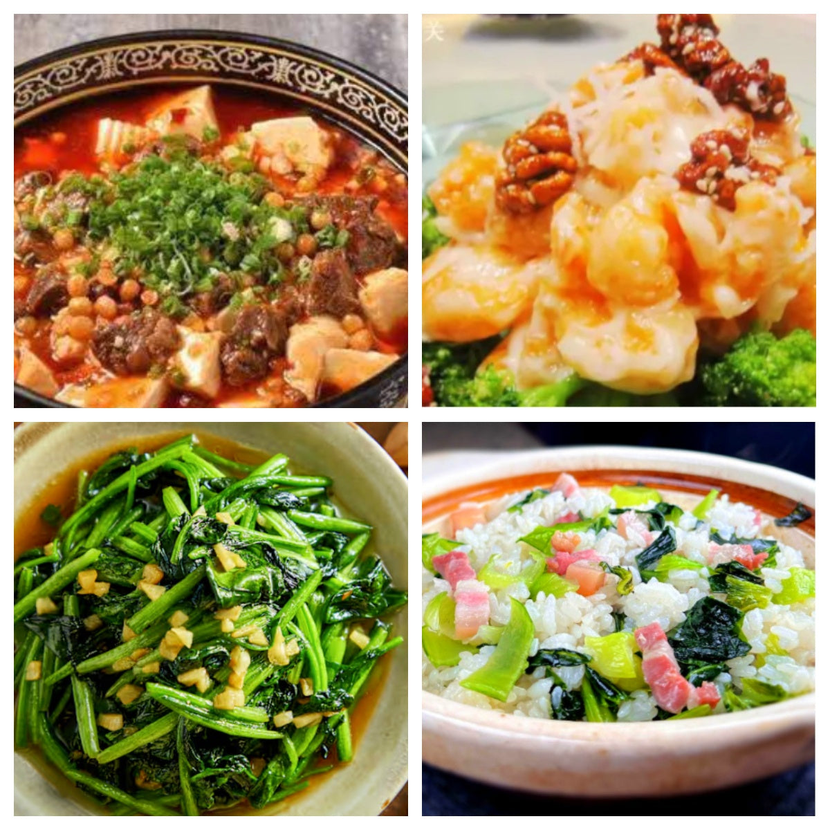 03月03日 周二麻辣鲜香:🌶️鲜椒豆花牛肉、核桃虾、蒜蓉菠菜、上海菜饭