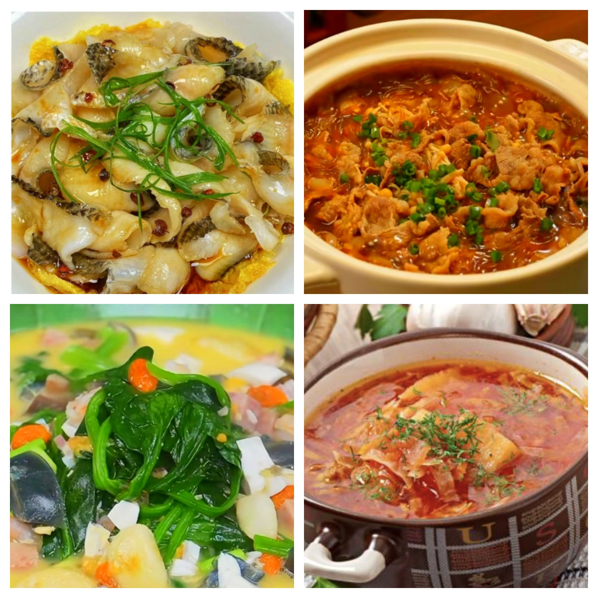 Tuesday, December 16th: Classic dishes return: Scallion oil blackfish fillets, satay tofu and beef stew, spinach in broth, and borscht.
