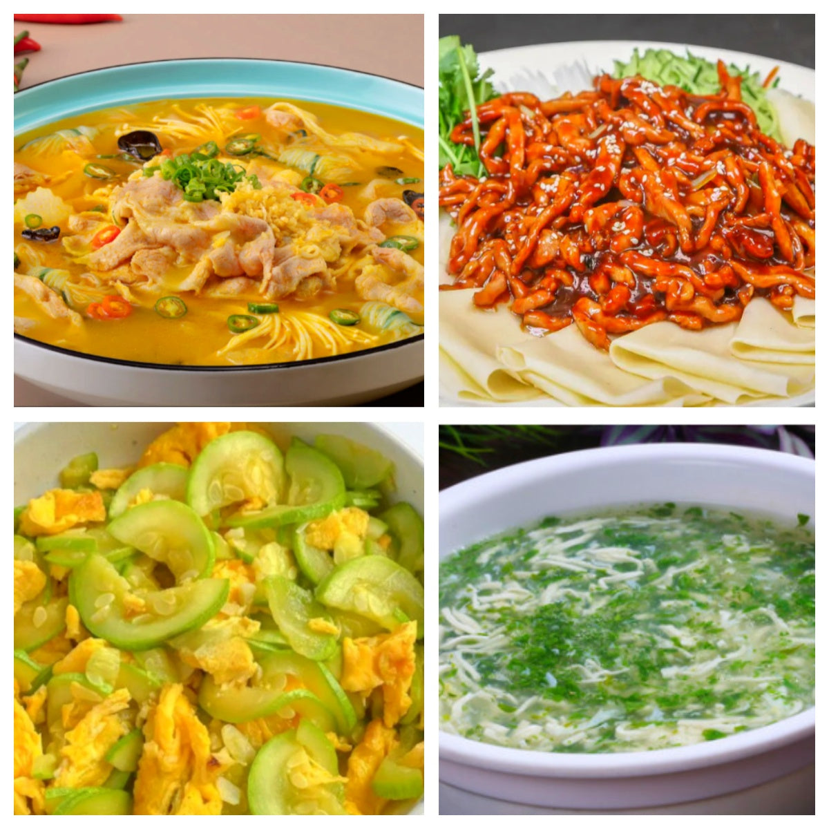 11月25日 周二经典回归:微🌶️酸汤肥牛、京酱肉丝(含葱丝/鸭饼)、西葫芦炒蛋 、荠菜鱼丝豆腐羹