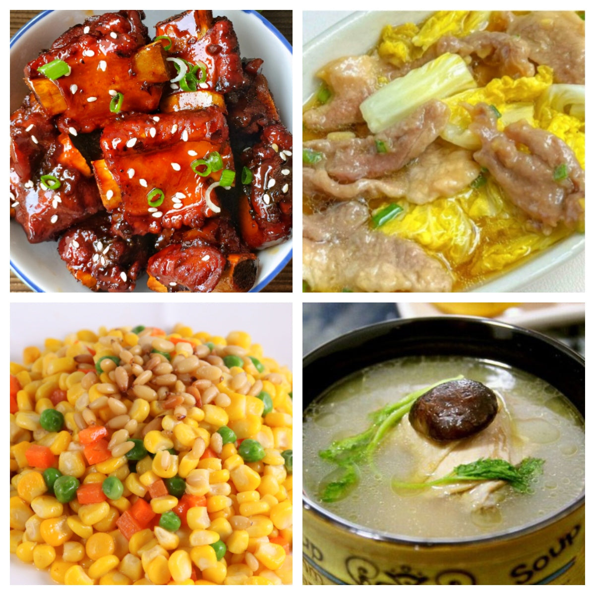 02月03日 周二家乡菜:娃娃菜蒸嫩肉、糖醋小排、松仁玉米、养生鸡汤