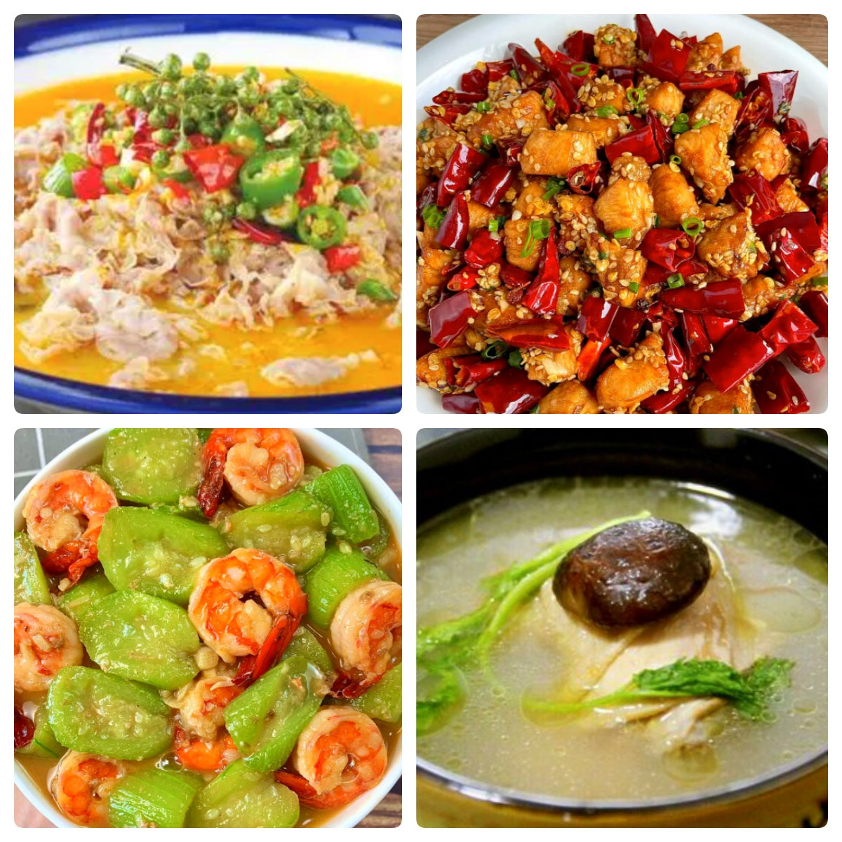Wednesday, August 6th: Spicy and Delicious: 🌶️Golden Beef Soup, 🌶️Spicy Chicken, Stir-fried Shrimp with Loofah, Chicken and Mushroom Soup