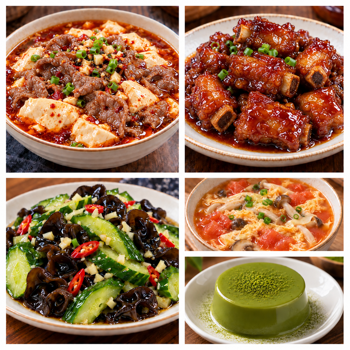 9月29日 周二麻辣鲜香:豆花牛肉🌶️、糖醋小排、黄瓜拌木耳、番茄菌菇鸡蛋汤(赠品:抹茶冻)