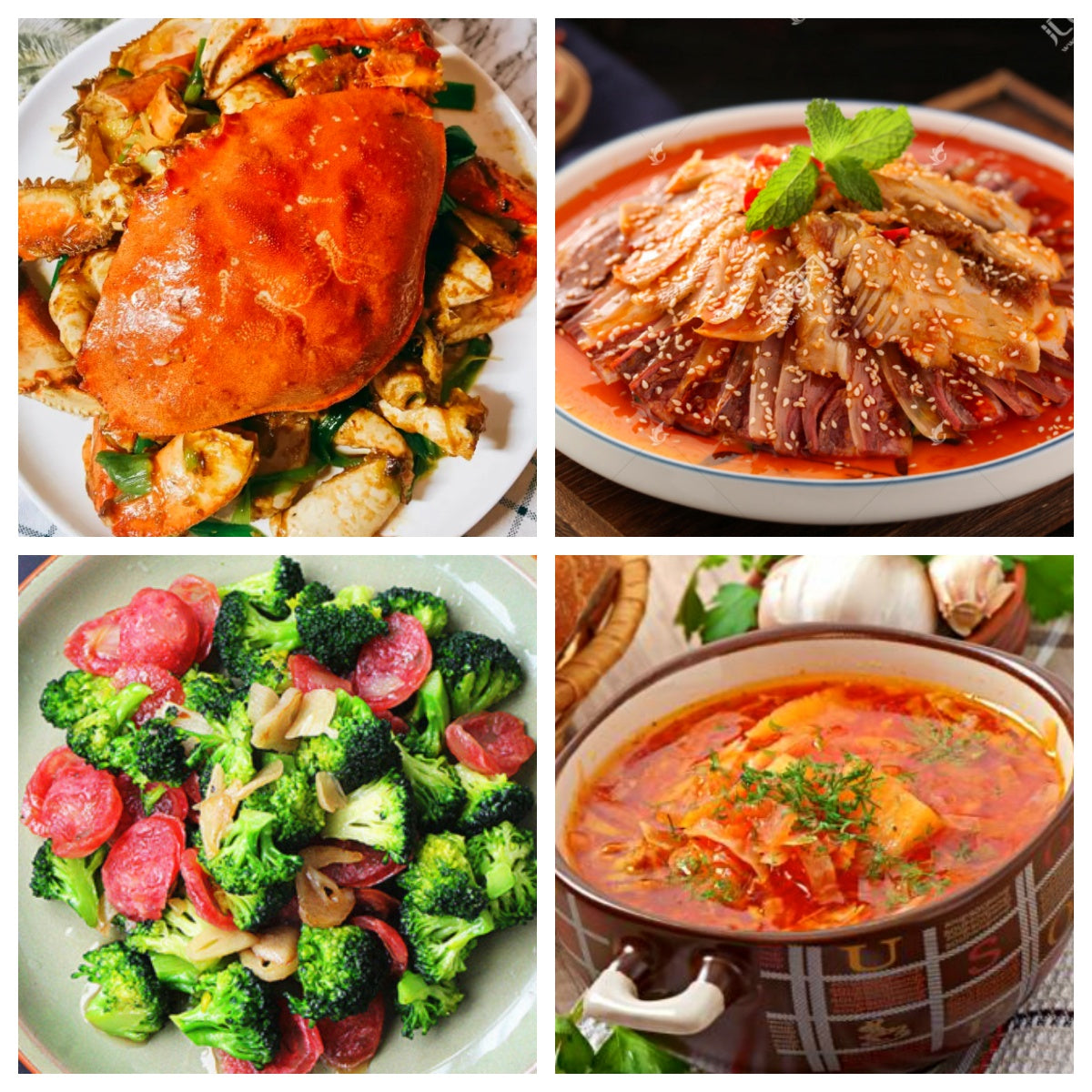 02月04日 周三味觉探险: 🌶️夫妻肺片、姜葱大螃蟹(新鲜海钓)、西兰花炒腊肠、罗宋汤