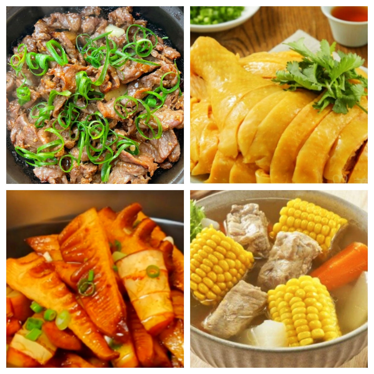 03月04日 周三经典回归:砂锅胡椒牛肉煲 、上海三黄鸡、油焖嫩笋、玉米萝卜排骨汤