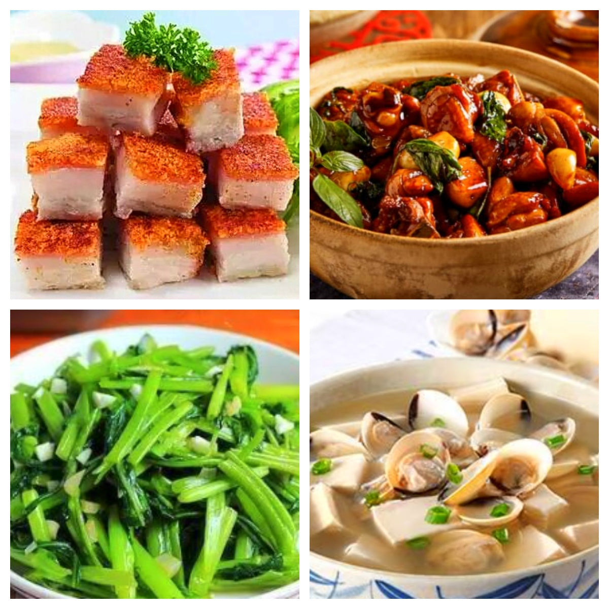 Friday, September 5th: Hometown Dishes: Three Cup Chicken, Crispy Pork, Garlic Water Spinach, White Clam and Tofu Soup