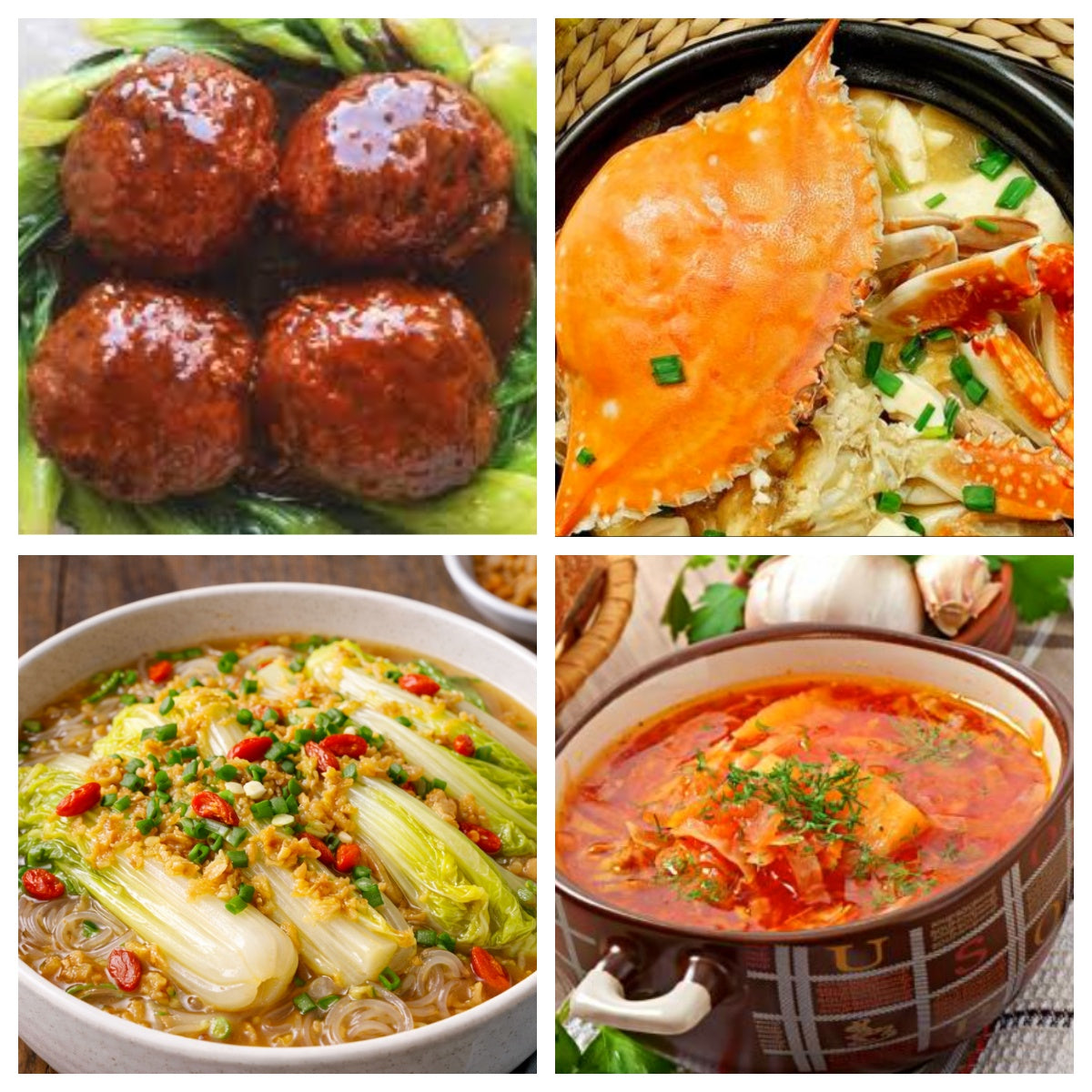 04月24日 周五经典回归:红烧狮子头、蓝蟹豆腐煲、上汤粉丝娃娃菜、罗宋汤