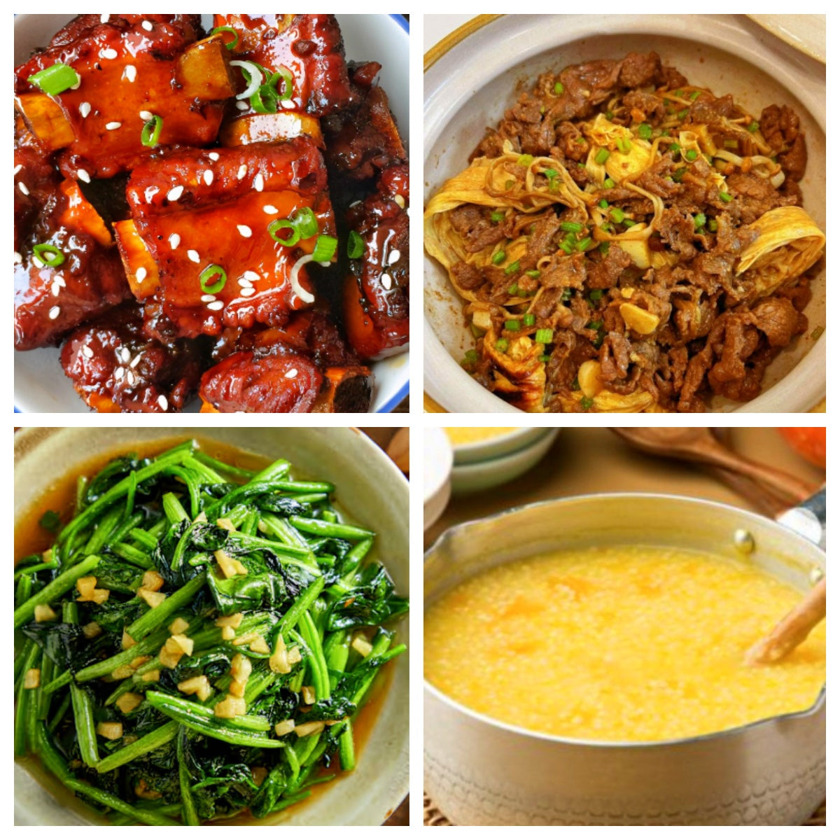 01月08日 周四经典回归：糖醋小排、沙茶肥牛粉丝煲、蒜蓉菠菜、地瓜粥