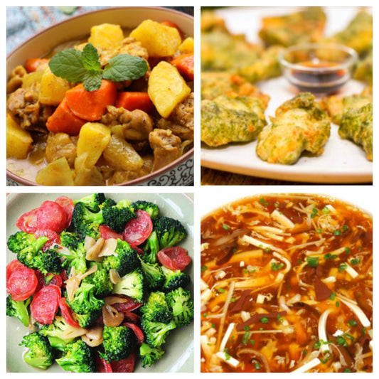 11月24日 周一家乡菜：咖喱土豆鸡、台条鱼片、腊味西兰花、酸辣汤