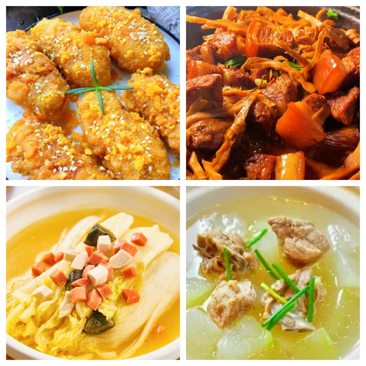10月27日 周一家乡菜：咸蛋黄鸡翅、鲜竹笋烧肉 、上汤娃娃菜、冬瓜枸杞排骨汤