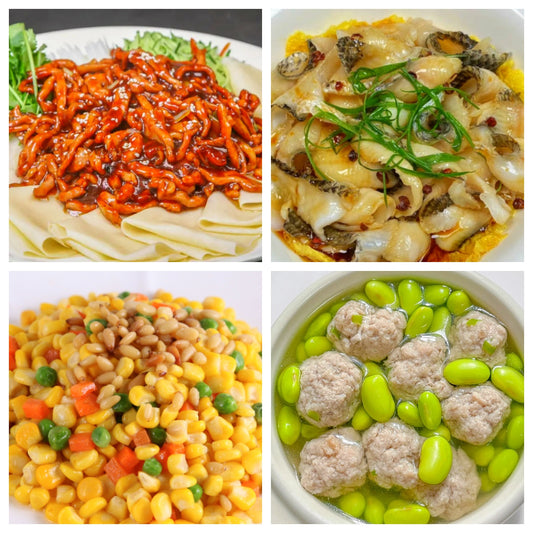 01月12日 周一经典回归：葱油鱼片、京酱肉丝（含葱丝/鸭饼）、松仁玉米（含松仁）、毛豆肉丸汤