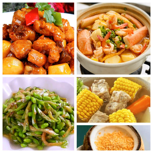 07月29日 周三经典回归：板栗鸡、海鲜豆腐煲、茄子青椒炒毛豆子、玉米排骨汤（赠品：双皮奶）