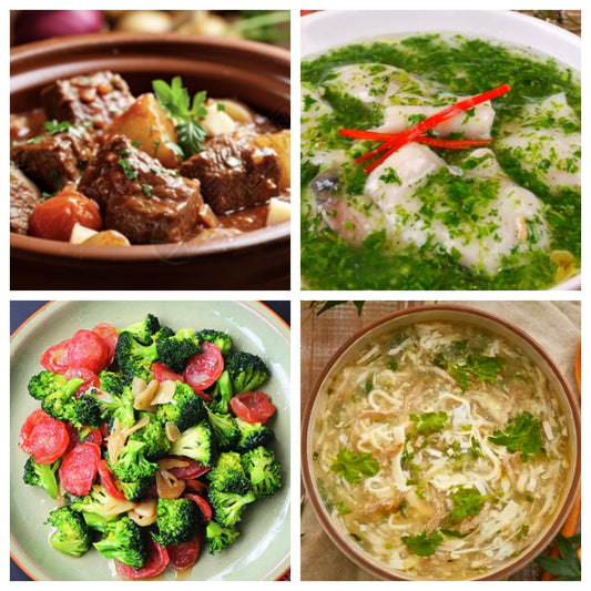 05月20日 周三经典回归：红烧萝卜牛腩、荠菜烩鱼片、腊肠炒西兰花、西湖牛肉羹