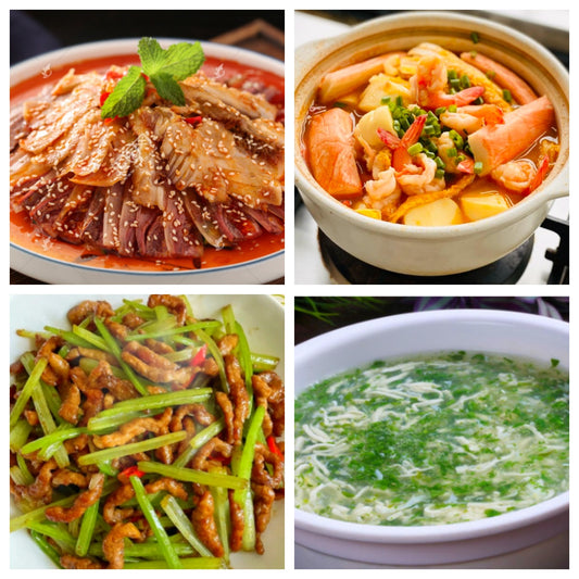 04月01日 周三经典回归：🌶️夫妻肺片 、日本海鲜玉子豆腐、芹菜炒肉丝、荠菜豆腐羹