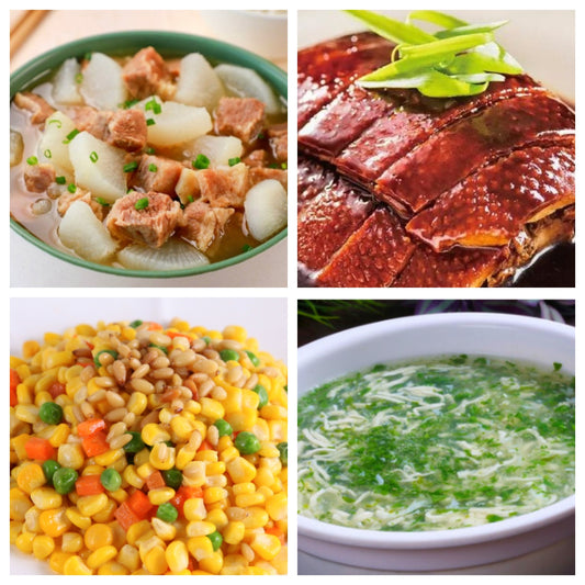 04月29日 周三经典回归：清汤萝卜牛腩、上海酱鸭、松仁玉米、荠菜鱼丝豆腐羹
