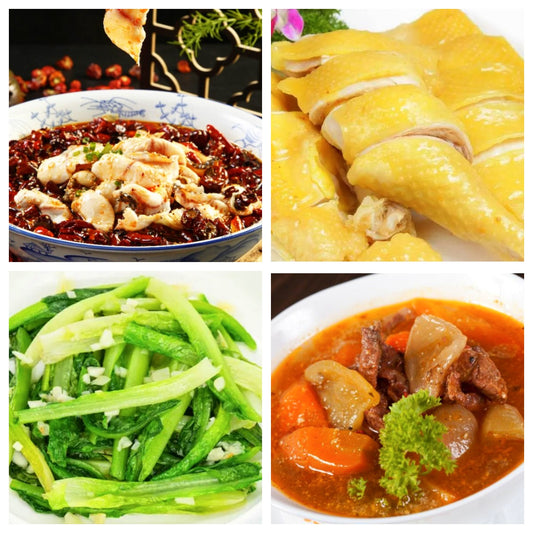 5月02日 周五麻辣鲜香：🌶️ 沸腾鱼、广东白切鸡、蒜蓉油麦菜、番茄牛肉土豆汤