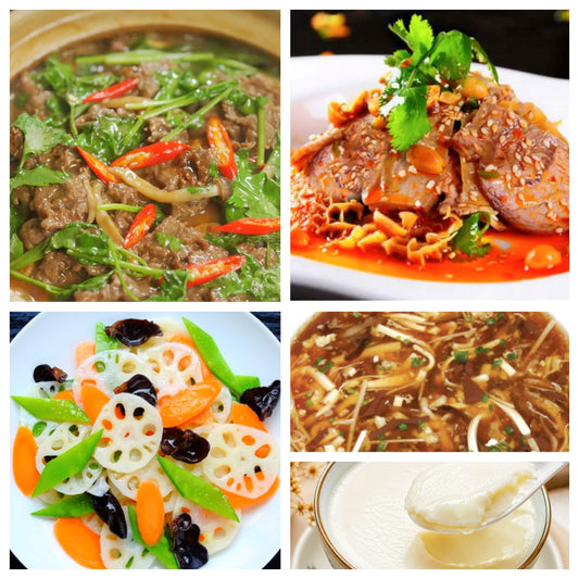 07月31日 周五麻辣鲜香：🌶️夫妻肺片、金针菇沙茶肥牛、荷塘小炒、酸辣汤（赠品：银耳羹）