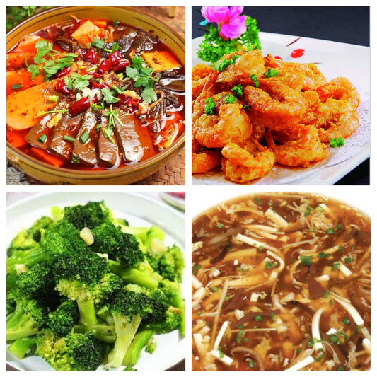 3月28日 周五麻辣鲜香：🌶️毛血旺、咸蛋黄焗大虾、蒜蓉西兰花、酸辣汤