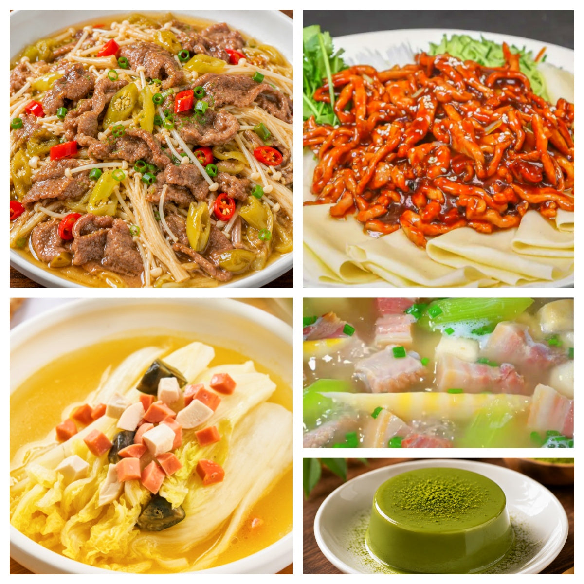 08月21日 周五麻辣鲜香：泡椒金针菇牛肉🌶️、京酱肉丝、上汤娃娃菜、腌笃鲜（赠品：抹茶奶冻）