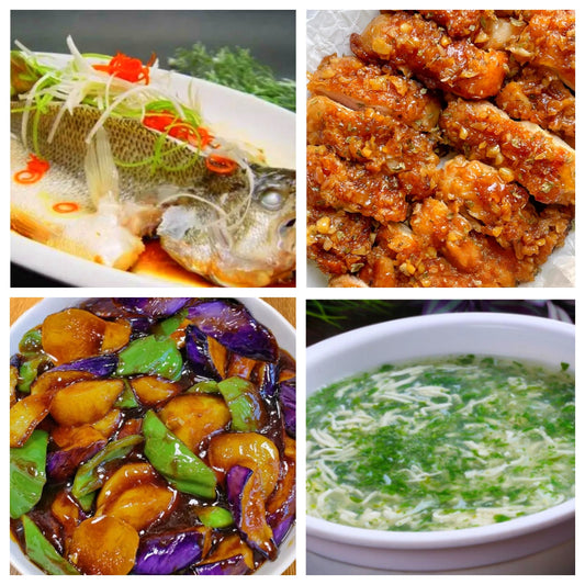 05月14日 周四家乡菜：清蒸鲈鱼、黄油蜂蜜炸鸡排、地三鲜、荠菜鱼丝羹