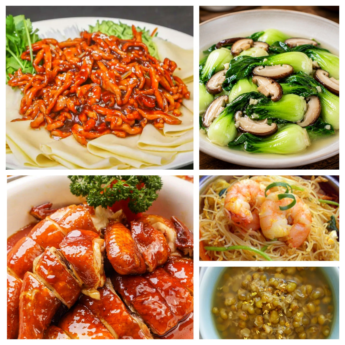 07月16日 周四家乡菜：京酱肉丝、豉油鸡、香菇烧油菜、海鲜炒米粉（赠品：绿豆粥）