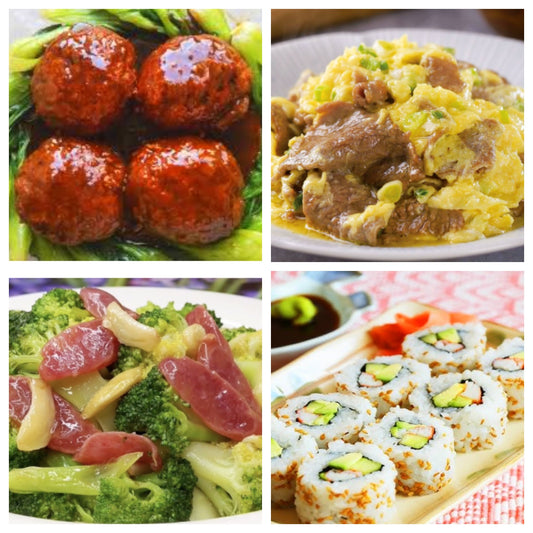 Thursday, September 4th: Hometown cuisine: Tender beef scrambled eggs, braised lion's head, stir-fried broccoli with Chinese sausage, Japanese sushi