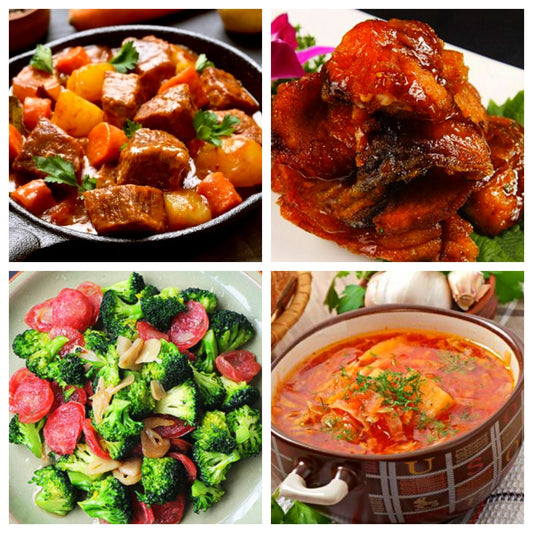 02月04日 周三家乡菜：红焖羊肉、上海熏鱼、西兰花炒腊肠、罗宋汤