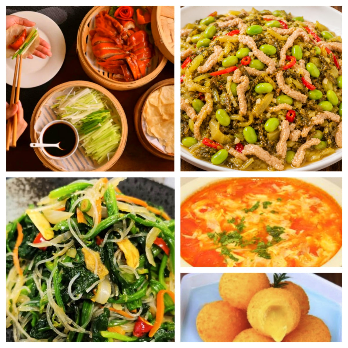 08月20日 周四经典回归：片皮鸭、酸菜毛豆肉丝、菠菜粉丝、番茄蛋汤（赠品：炸榴莲丸子）