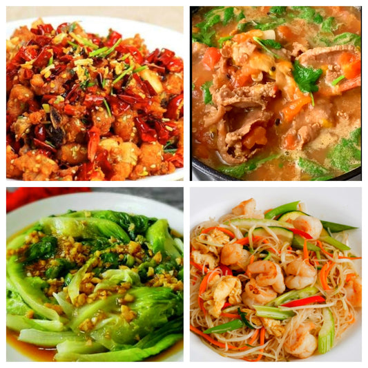 4月24日 周四麻辣鲜香：🌶️辣子鸡、 🌶️百香果金针菇酸汤牛肉、蚝油生菜、鲜虾炒米粉