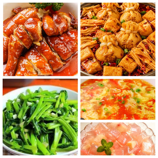 07月23日 周四麻辣鲜香：🌶️麻辣珍宝、豉油鸡、蒜蓉空心菜、番茄蛋花汤（赠品：桃子冻）