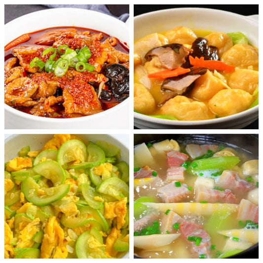 10月30日 周四麻辣鲜香：🌶️剁椒蒸牛肉、三鲜鱼面筋、西葫芦炒鸡蛋、腌笃鲜