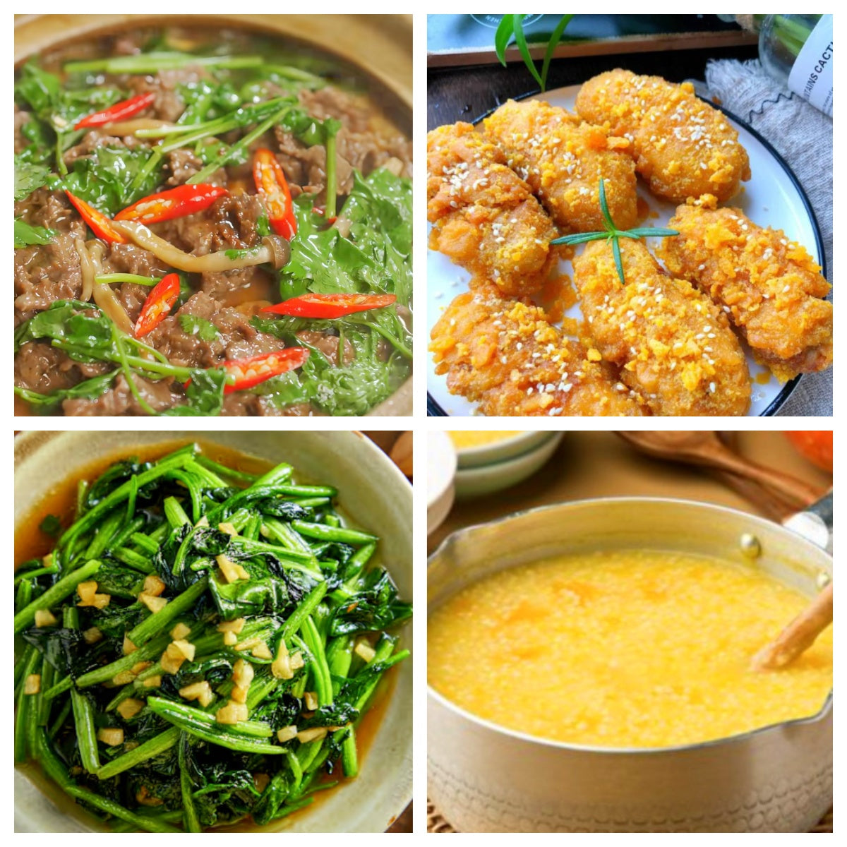 01月08日 周四麻辣鲜香： 🌶️牛肉炖豆腐、咸蛋黄鸡翅、蒜蓉菠菜、地瓜粥