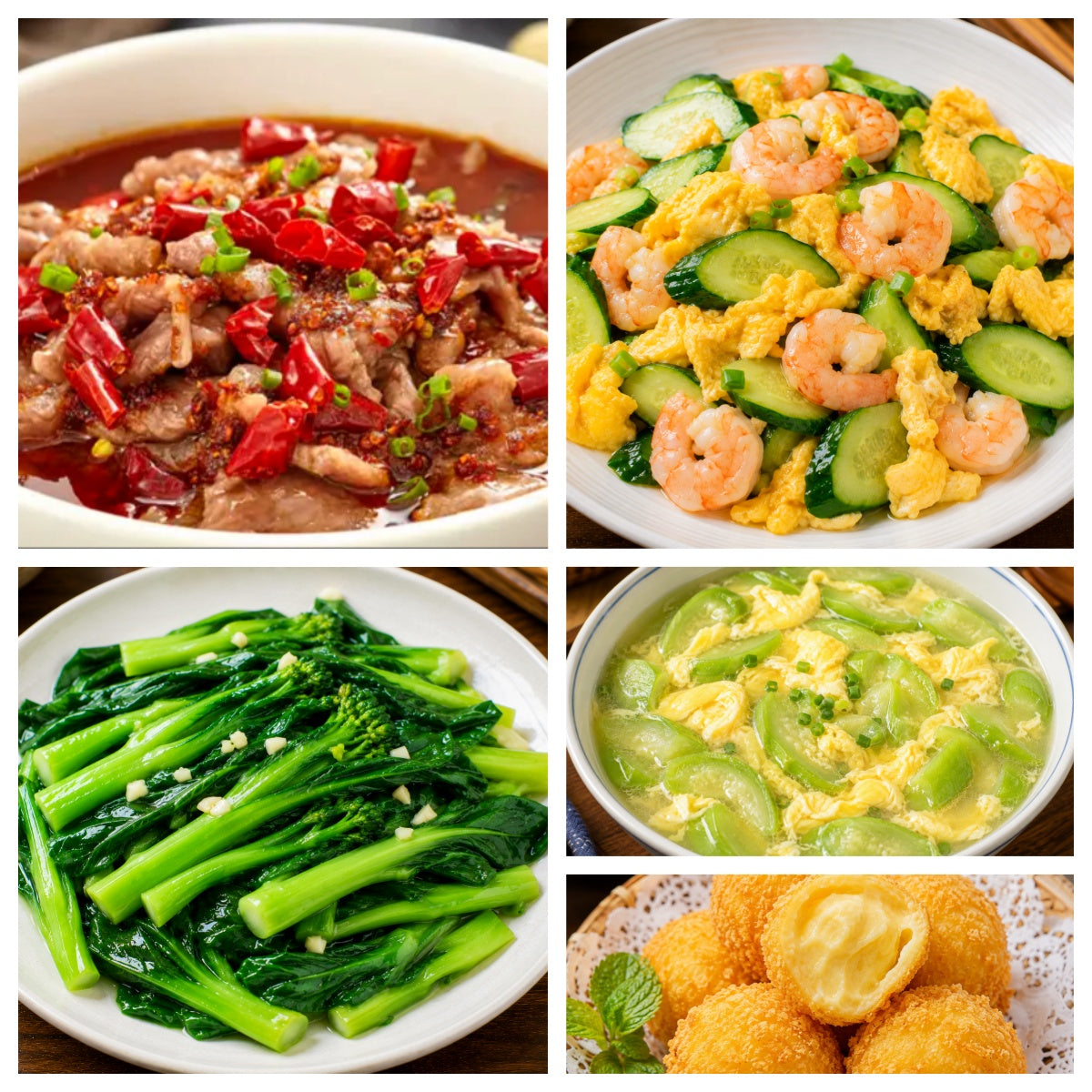 9月10日 周四麻辣鲜香：水煮牛肉🌶️、黄瓜虾仁炒鸡蛋、清炒油菜、丝瓜三鲜汤（赠品：炸榴莲球）