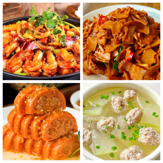 03月07日 周六麻辣鲜香：🌶️海鲜麻辣锅、嫩笋炒肉、桂花糖藕、枸杞肉丸冬瓜汤